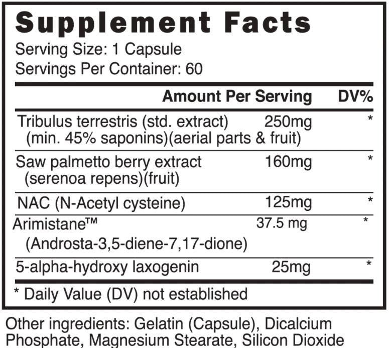 Blackstone Labs PCT-V – 60 Capsules — Supplement Facts