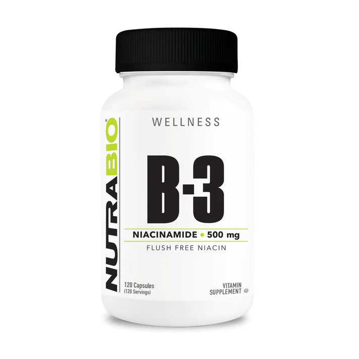 NutraBio Niacinamide (B-3) 500mg – 120 Capsules