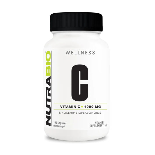 NutraBio Vitamin C 1000mg with Rose Hips – 120 Capsules