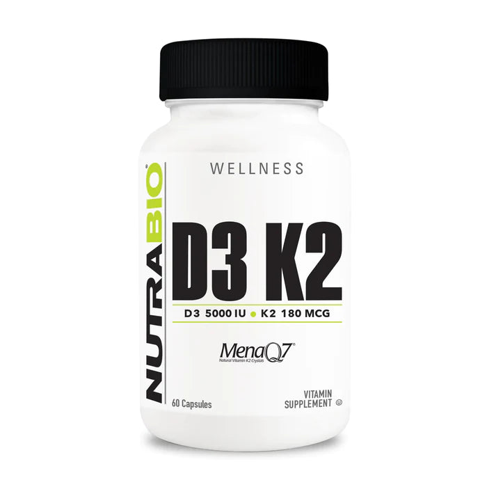 NutraBio Vitamin D3 K2 – 60 Capsules