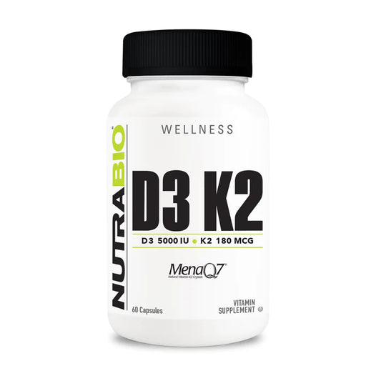 NutraBio Vitamin D3 K2 – 60 Capsules