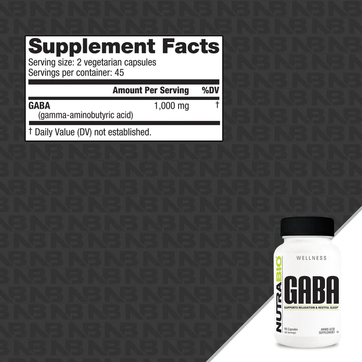 NutraBio GABA (500mg) – 90 Capsules