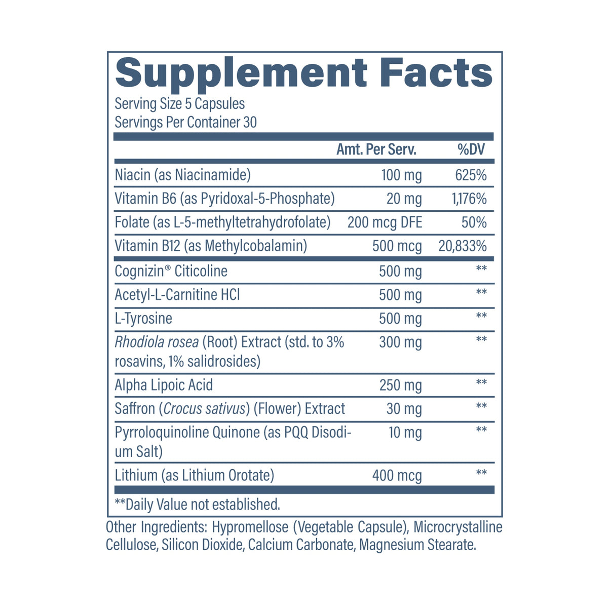 Revive Brain+ – Supplement Facts