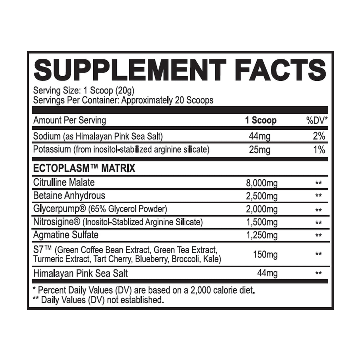 Black Magic Ecto Plasm – Stimulant-Free Pre-Workout — Label information 5
