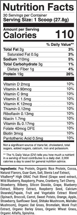 Vegan Power Pro Nutrition Facts