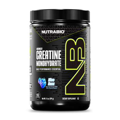 NutraBio Creatine Monohydrate — 60 Servings — Blue Razz — bottle front