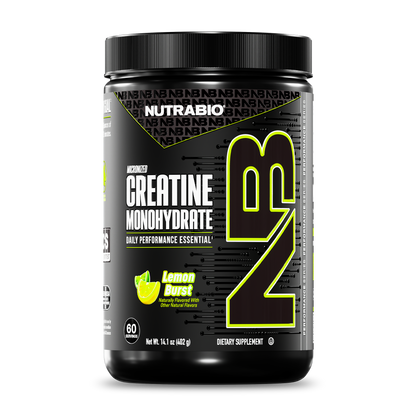 NutraBio Creatine Monohydrate — 60 Servings — Lemon Burst — bottle front