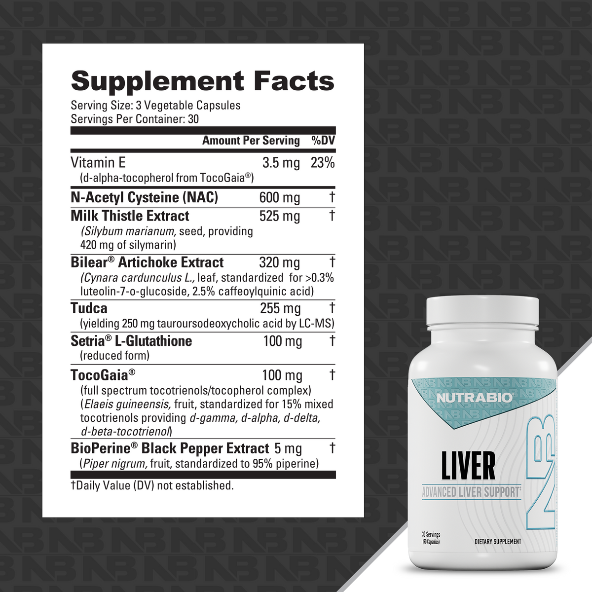 NutraBio Liver – 90 Capsules — Supplement Facts