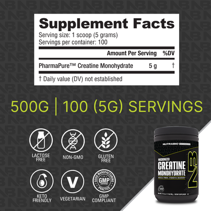 NutraBio Creatine Monohydrate — Unflavored — Supplement Facts