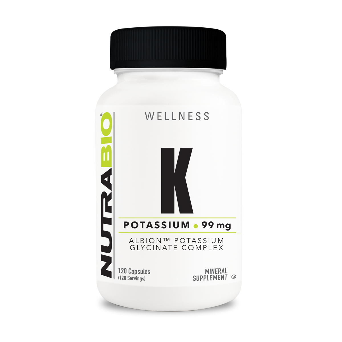 NutraBio Potassium Complex 99 mg – 120 Capsules — bottle front