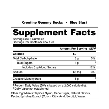 Bucked Up Creatine Gummies Sports Nutrition Supplement