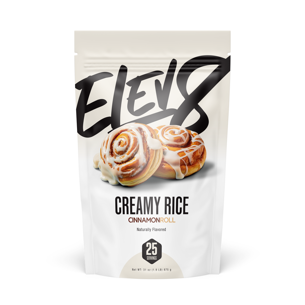 Elev8 Creamy Rice – 25 Servings — Cinnamon Roll product front