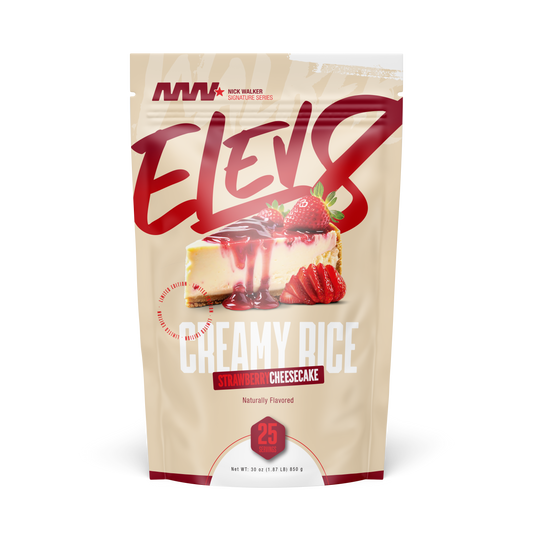 Elev8 Creamy Rice – 25 Servings — Strawberry Cheesecake product front