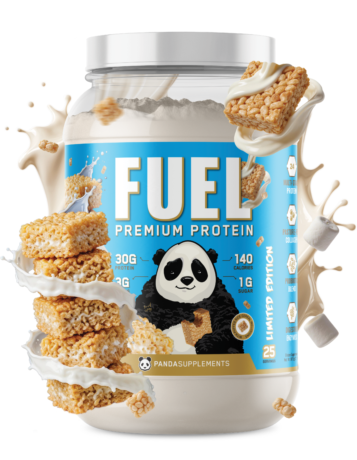 Panda Supps FUEL Premium Protein – 25 Servings — Marshmallow Crisp product front