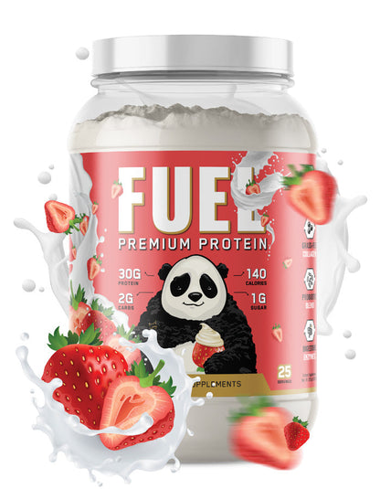Panda Supps FUEL Premium Protein – 25 Servings — Strawberries & Cream product front