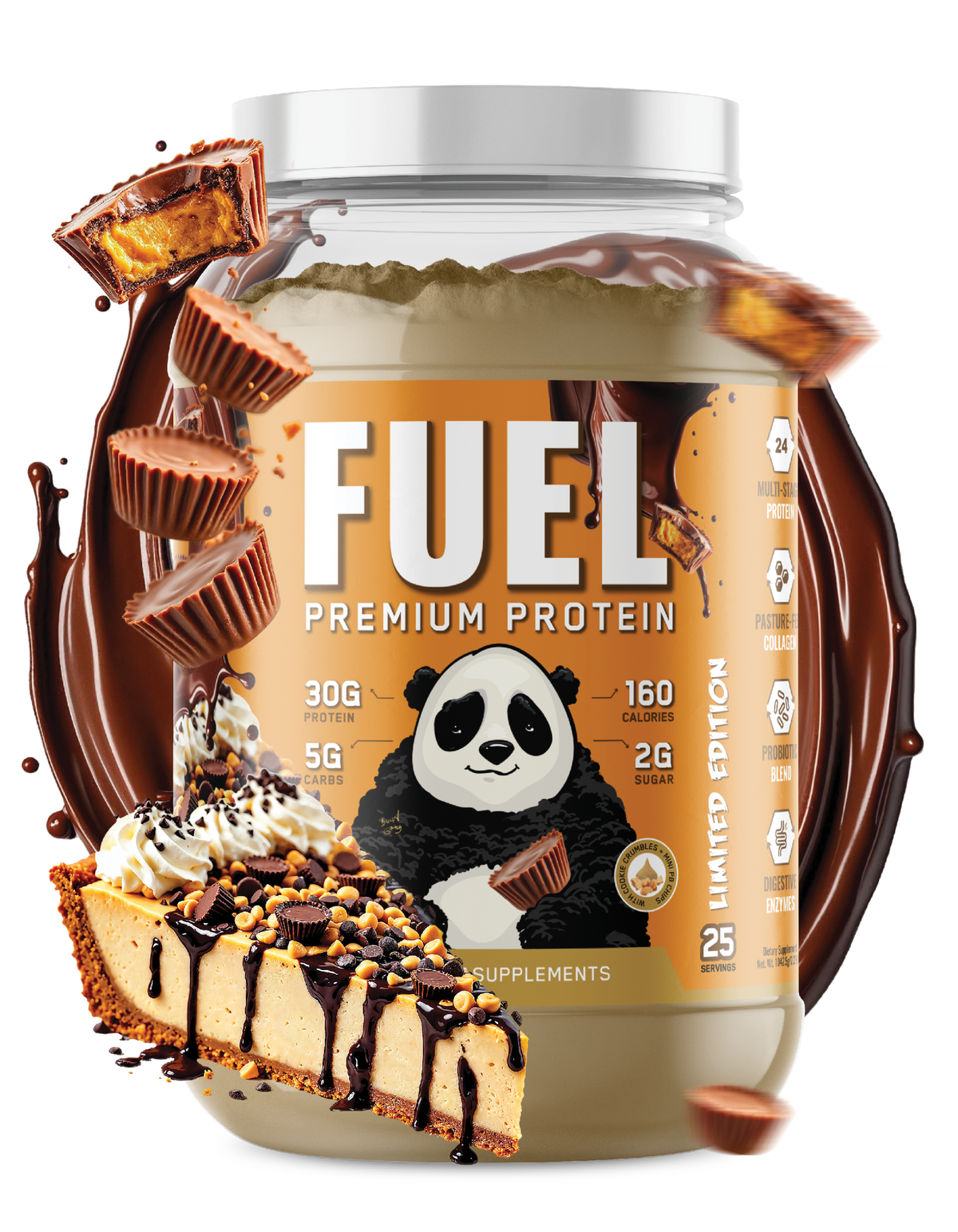 Panda Supps FUEL Premium Protein – 25 Servings — Chocolate Peanut Butter Crumble product front