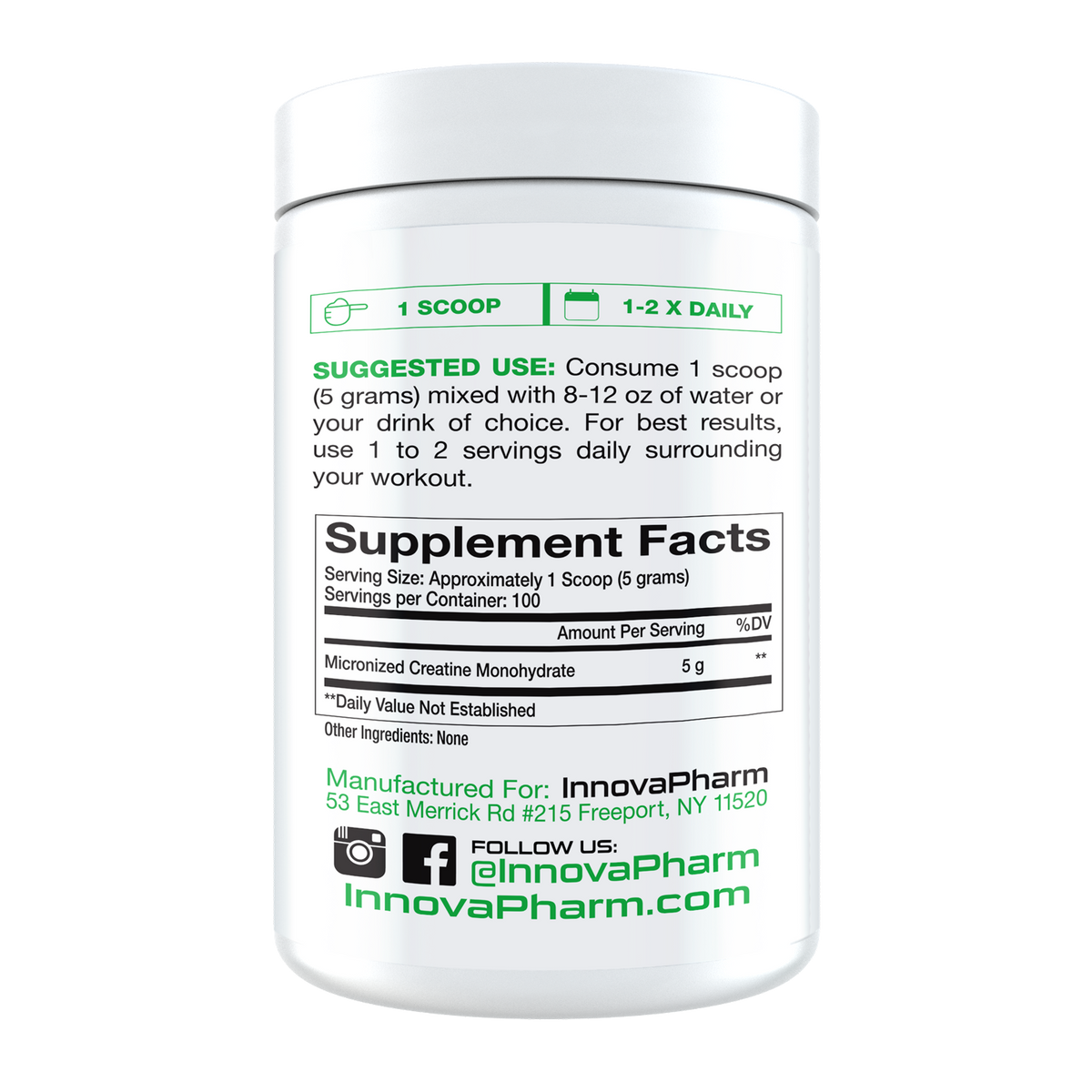 InnovaPharm Creatine Monohydrate – 500 g — Supplement Facts