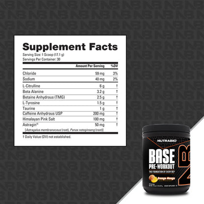 NutraBio Base Pre Workout Energy and Focus Formula