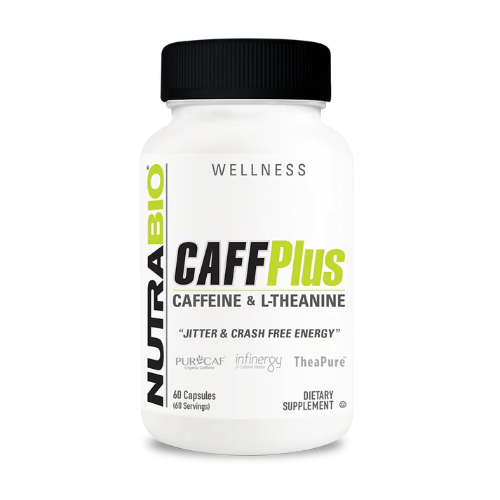 NutraBio CaffPlus Caffeine and L-Theanine Capsule Supplement