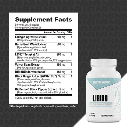 NutraBio Libido Men’s Health Supplement Bottle