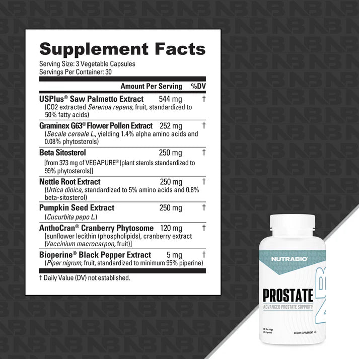 NutraBio PROSTATE Capsule Bottle Prostate Formula