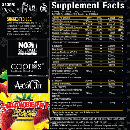 Sicario Stim Free Pre Workout Pump Formula