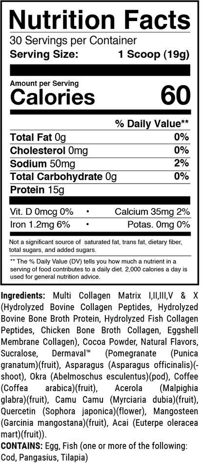 1st Phorm Collagen Powder - Premium Quality Packaging - Nutrition Facts