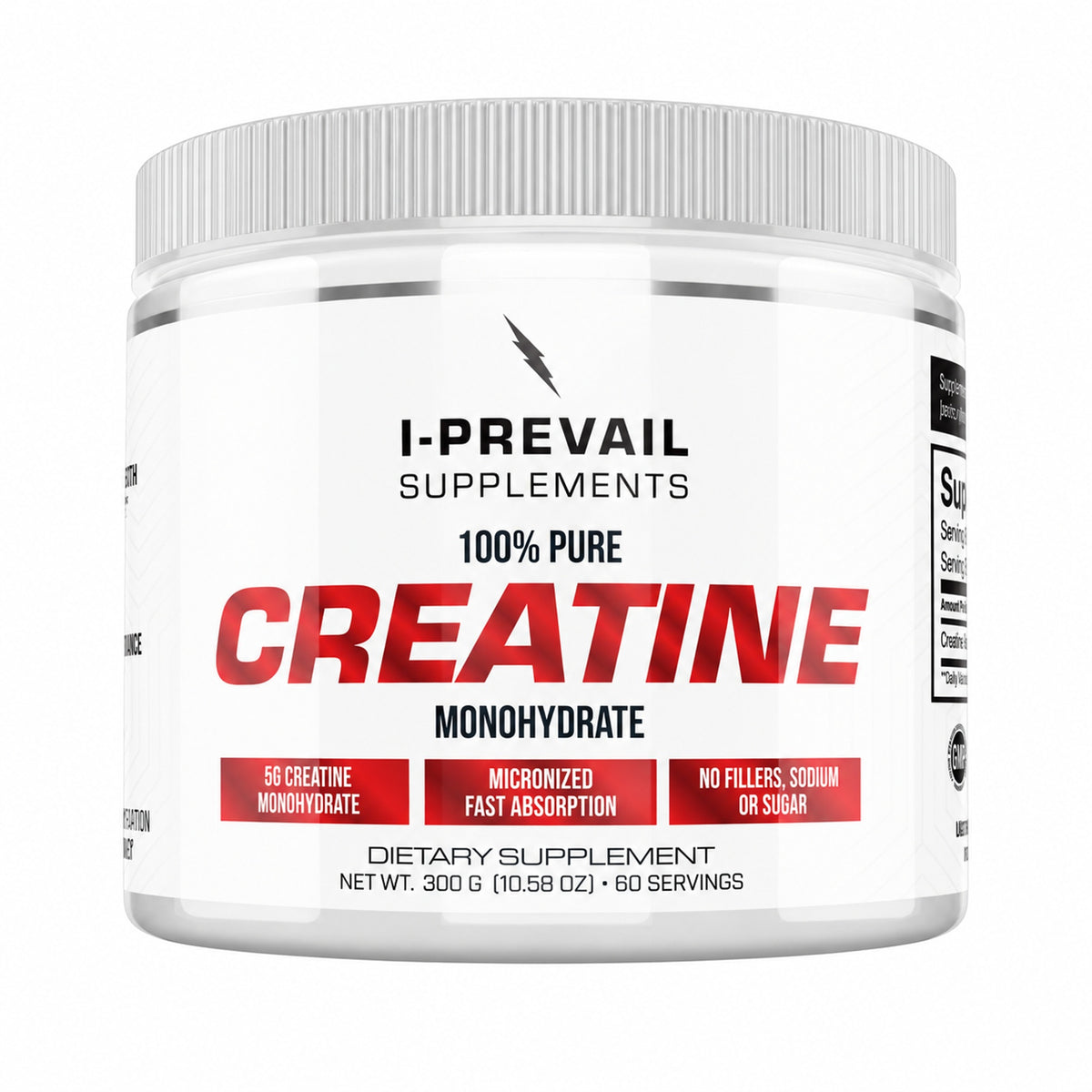 I-Prevail Creatine Monohydrate – 300g | 60 Servings – front on a white background