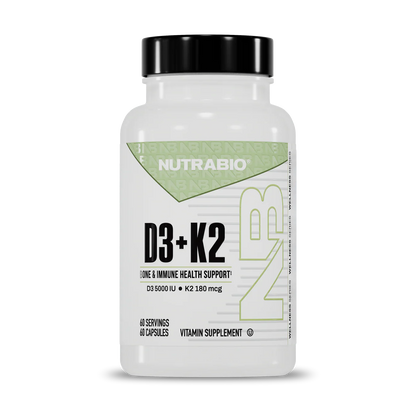 NutraBio Vitamin D3 + K2 – High-Potency Bone, Heart & Immune Health Support (5000 IU D3 / 180 mcg K2)