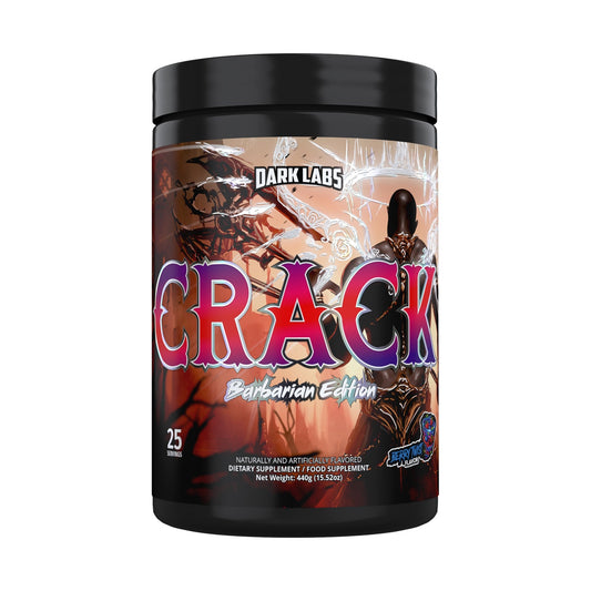 Dark Labs Crack Barbarian Pre-Workout Berry Twist bottle on a white background