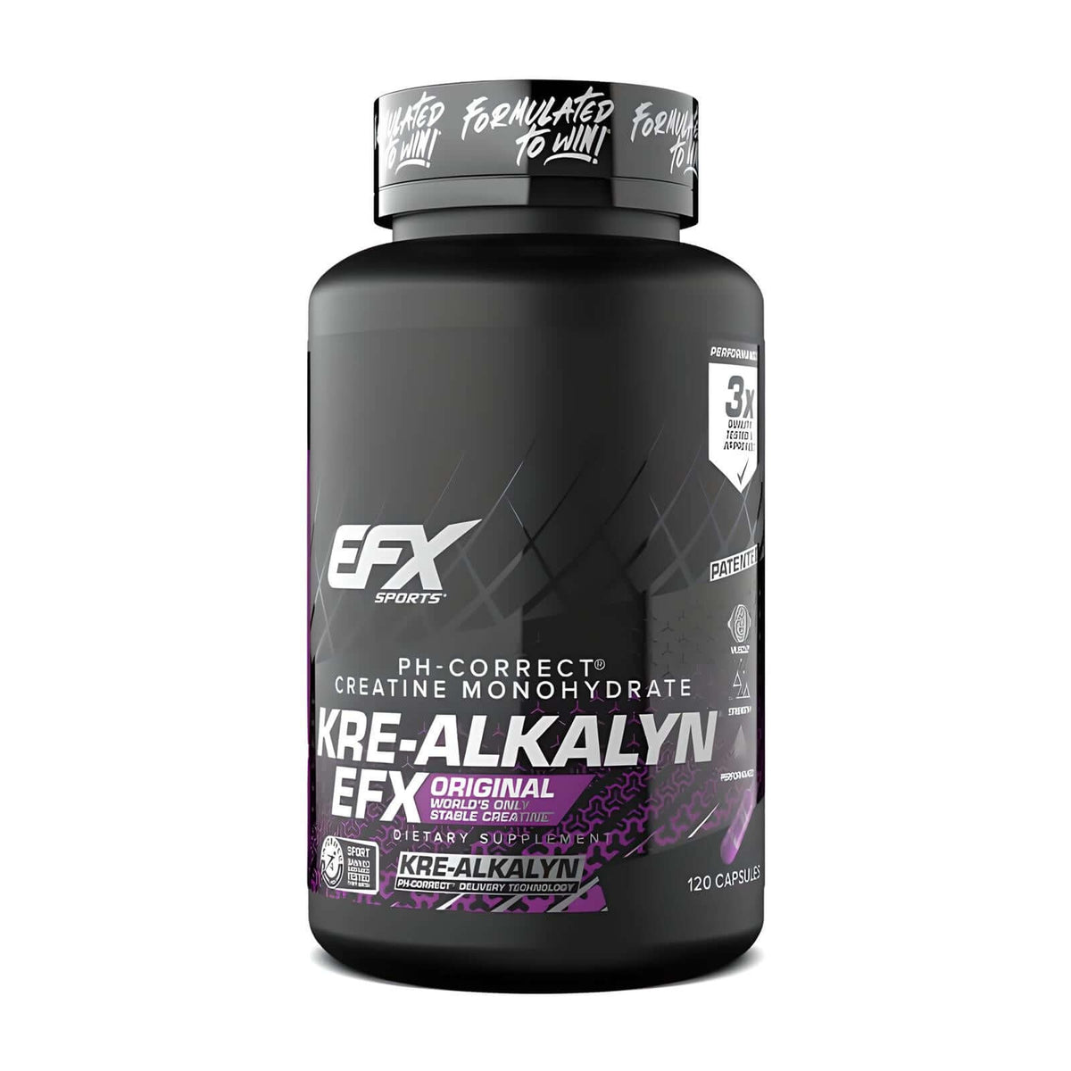 EFX Sports Kre-Alkalyn 120 Capsules – bottle on a white background