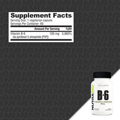 NutraBio Vitamin B6 P5P 100mg 60 Capsules — Supplement Facts