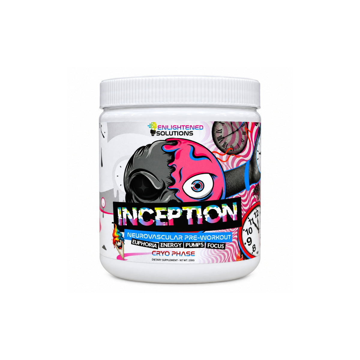 Enlightened Solutions Inception Cryophase Snowcone pre-workout bottle