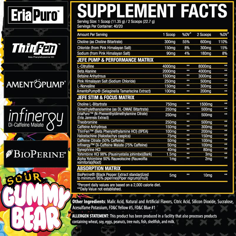 EL JEFE Pre-Workout V2 Ingredients Gummy Bear
