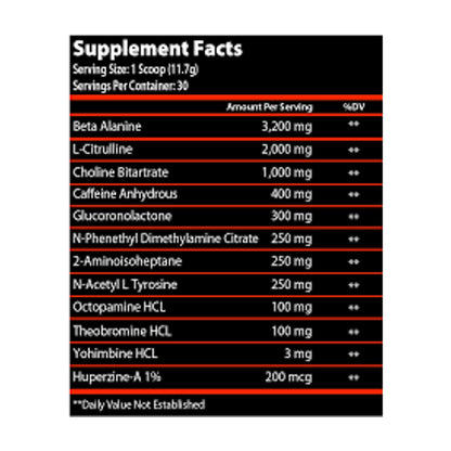 DNM Nutra Helios Pre-Workout — Supplement Facts