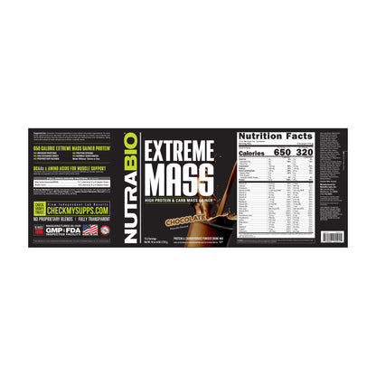 NutraBio Extreme Mass Gainer – 6 lb — Chocolate complete label