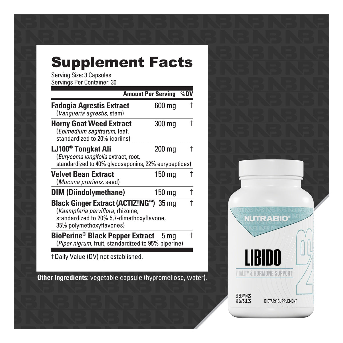NutraBio Libido – 90 Capsules — Supplement Facts and ingredients