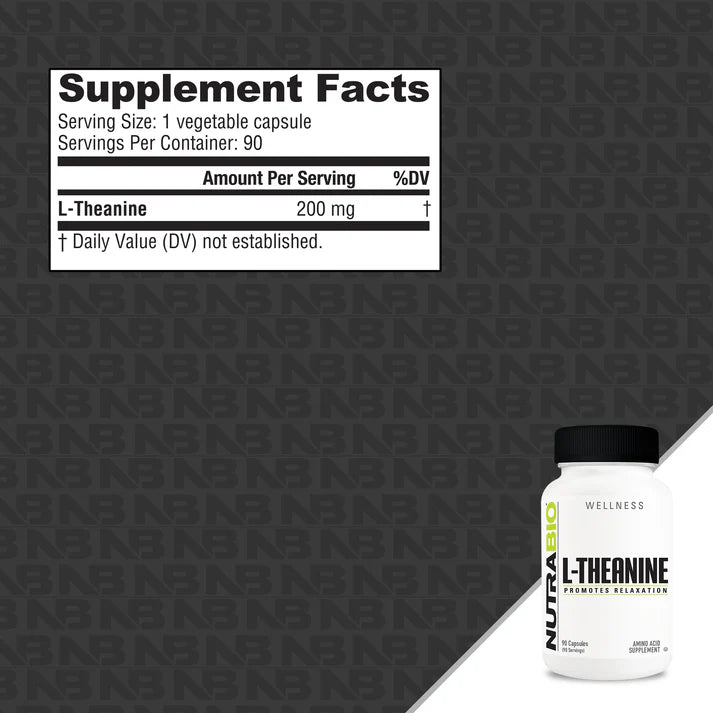 NutraBio L‑Theanine 200 mg – Calm Focus & Stress Relief Amino Acid
