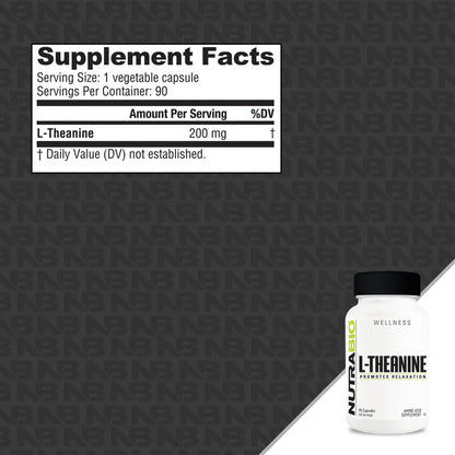 NutraBio L‑Theanine 200 mg – Calm Focus & Stress Relief Amino Acid
