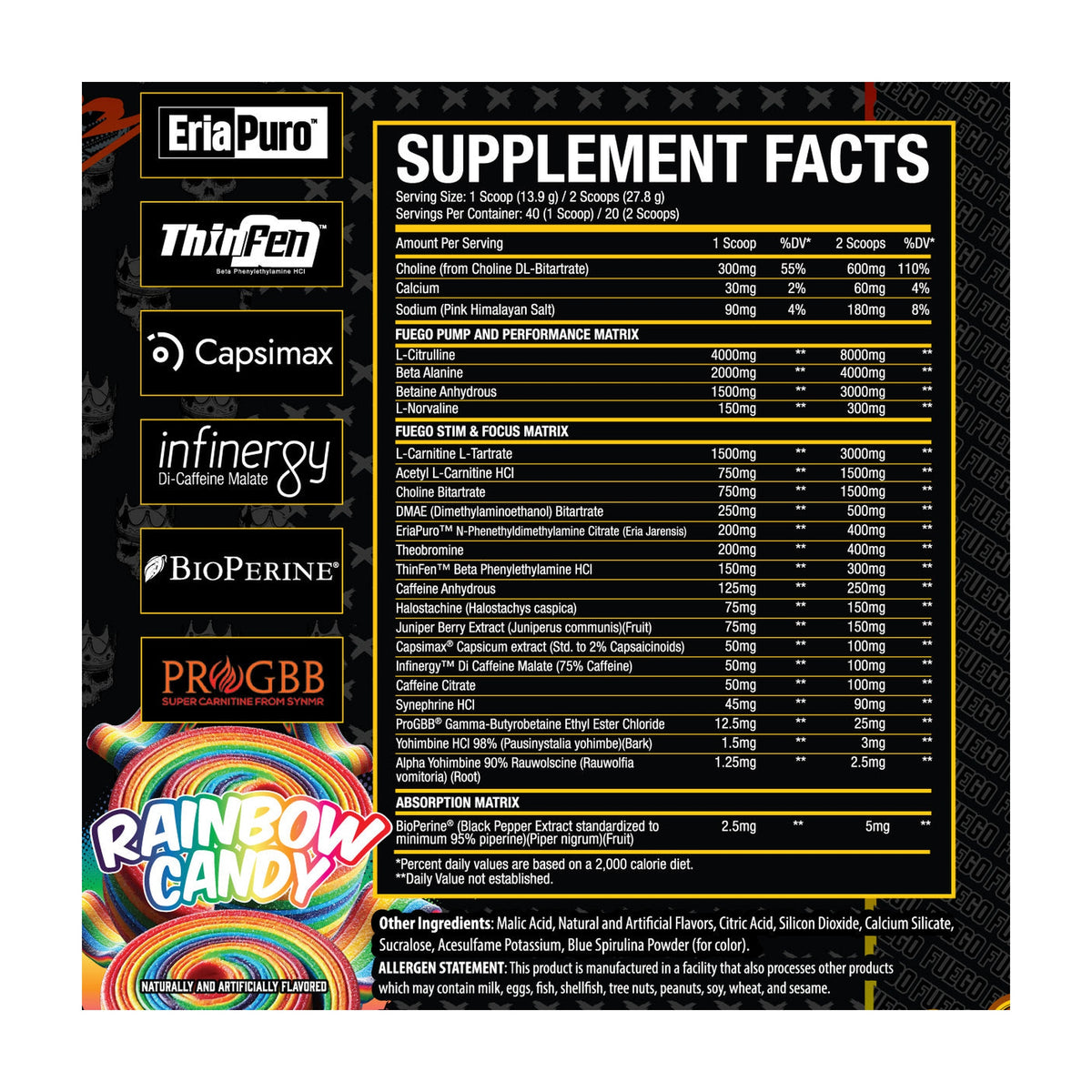 Xtremis Cartel El Jefe Fuego — Supplement Facts and label information