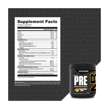 NutraBio PRE Stim Free — Supplement Facts and label information