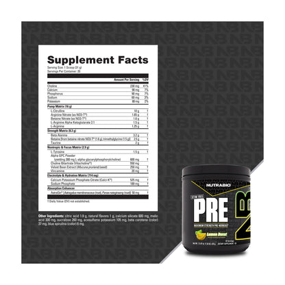 NutraBio PRE Stim Free — Supplement Facts and label information