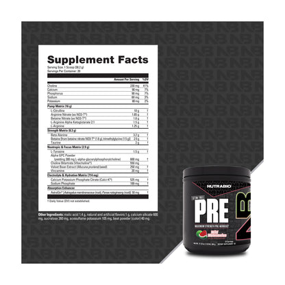 NutraBio PRE Stim Free — Supplement Facts and label information