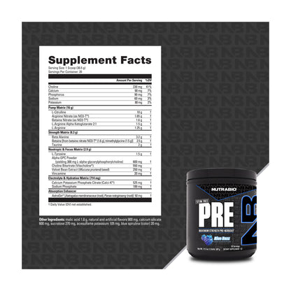 NutraBio PRE Stim Free — Supplement Facts and label information