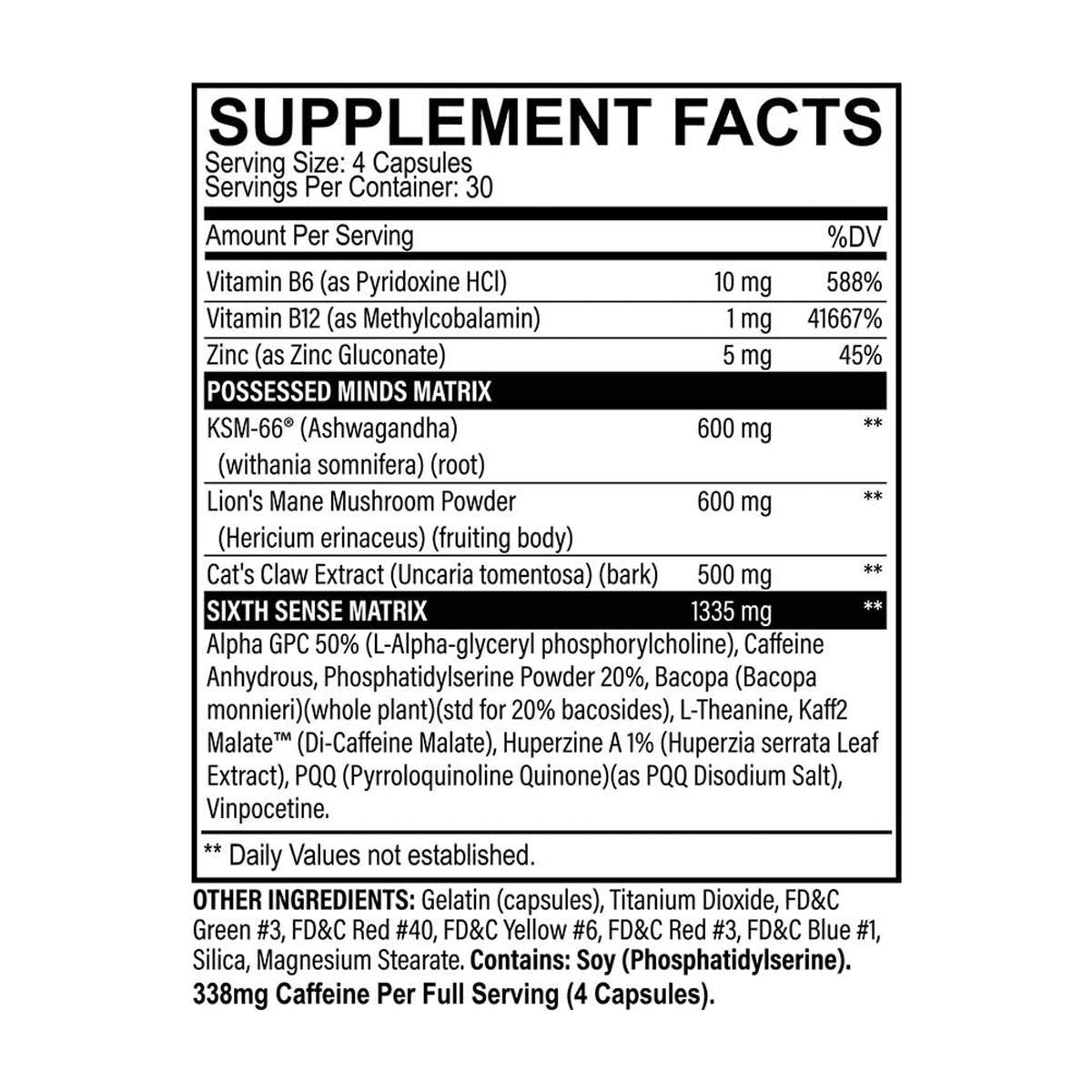 Black Magic Brain Waves — Supplement Facts 1 — complete label