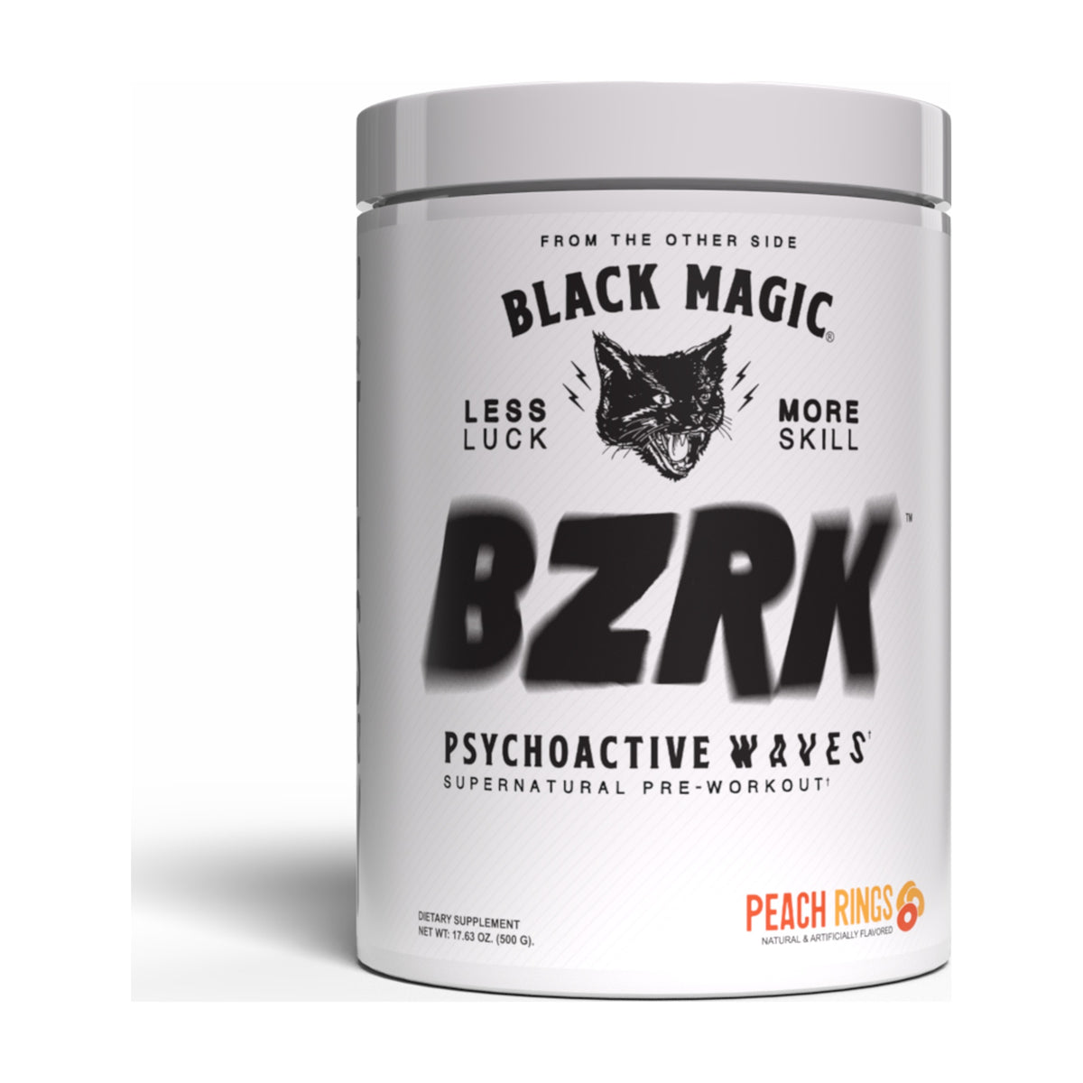 Black Magic BZRK Pre-Workout – 25 Servings — Peach Rings — product container