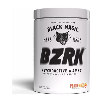 Black Magic BZRK Pre-Workout – 25 Servings — Peach Rings — product container