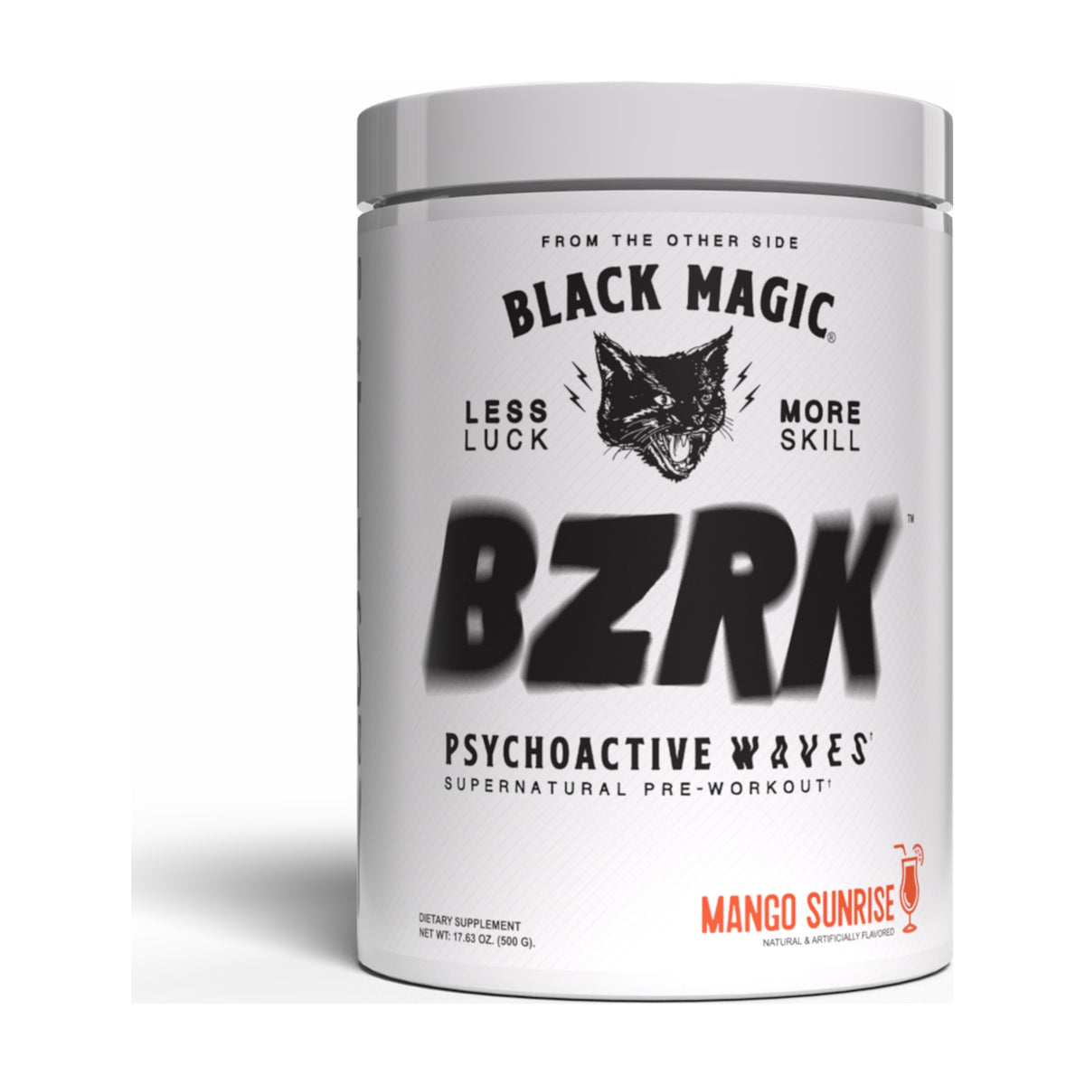 Black Magic BZRK Pre-Workout – 25 Servings — Mango Sunrise — product container