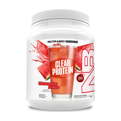 NutraBio Clear Whey Protein Isolate — Watermelon Breeze — product container