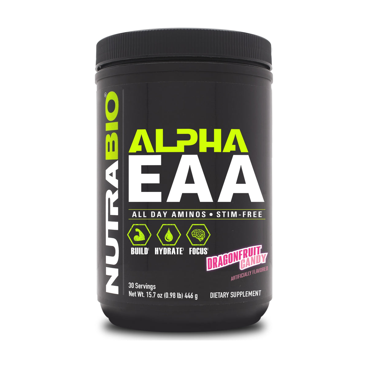 NutraBio Alpha EAA – 30 Servings — 30 Servings / Dragon Fruit Candy — product container